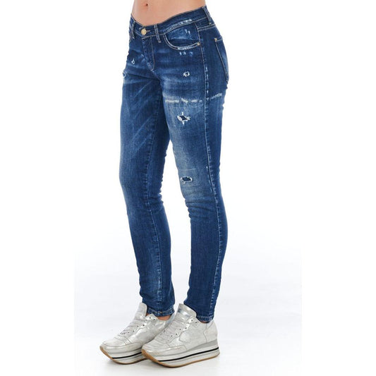 Frankie Morello Blue Cotton Women's Skinny Jean Frankie Morello Dark Slate Gray