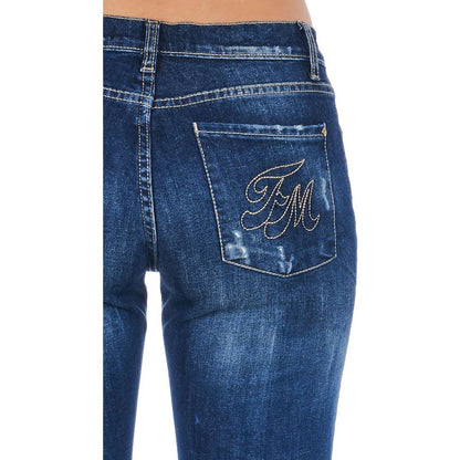Frankie Morello Blue Cotton Women Jeans 1728,67345744032,Blue,Clothing,Frankie Morello,Jeans & Pants - Women - Clothing,Jeans Denim - Clothing,New with tags,Skinny Jeans - Jeans Denim - Clothing,W26,W27,Women,Women - Clothing