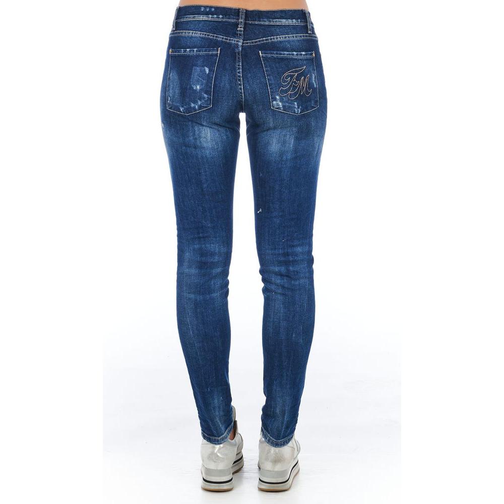 Frankie Morello Blue Cotton Women Jeans 1728,67345744032,Blue,Clothing,Frankie Morello,Jeans & Pants - Women - Clothing,Jeans Denim - Clothing,New with tags,Skinny Jeans - Jeans Denim - Clothing,W26,W27,Women,Women - Clothing