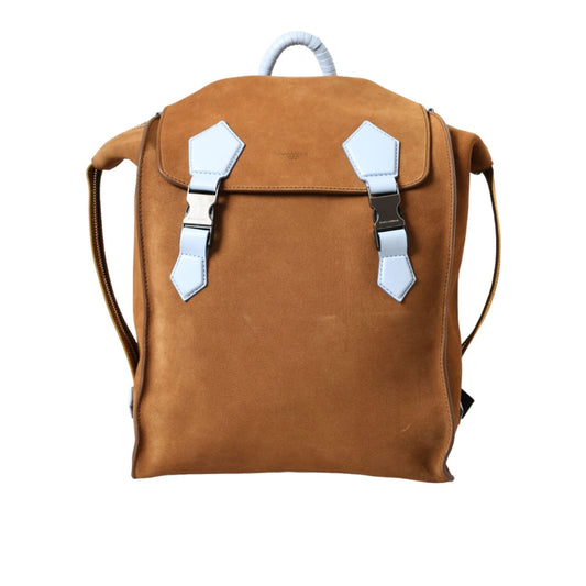 Dolce & Gabbana Brown Yellow Suede Leather Logo Backpack Bag