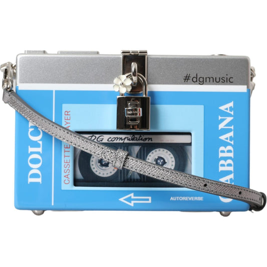 Dolce & Gabbana Multicolor Box Walkman Wood Leather Clutch Shoulder Bag Dolce & Gabbana Cornflower Blue