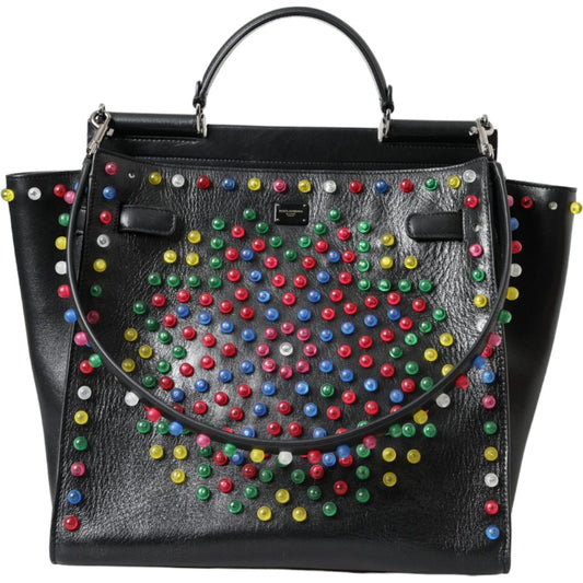 Dolce & Gabbana Black SICILY Leather LED Top Handle Shoulder Bag Dolce & Gabbana Dark Slate Gray