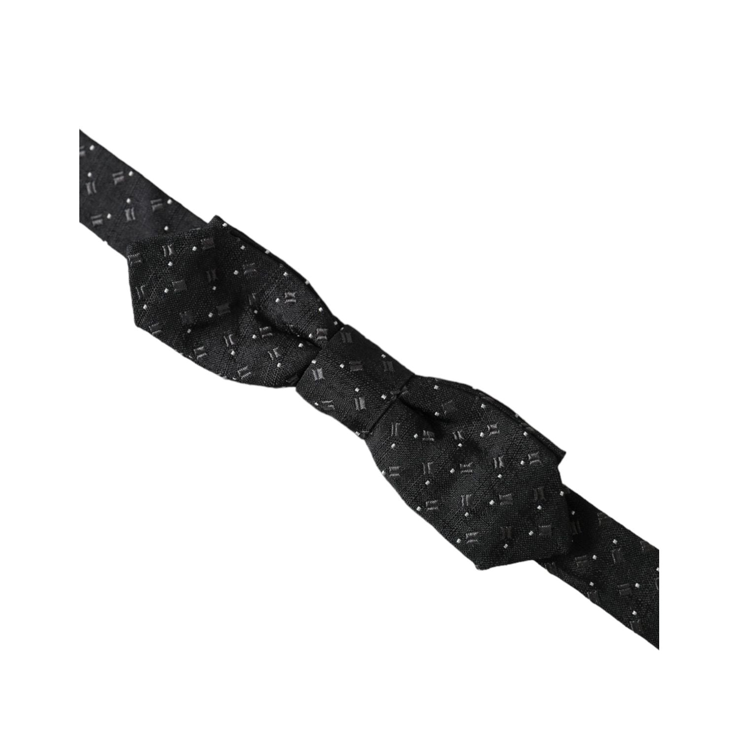 Dolce & Gabbana Black Silk Patterned Adjustable Neck Men Papillon Bow Tie