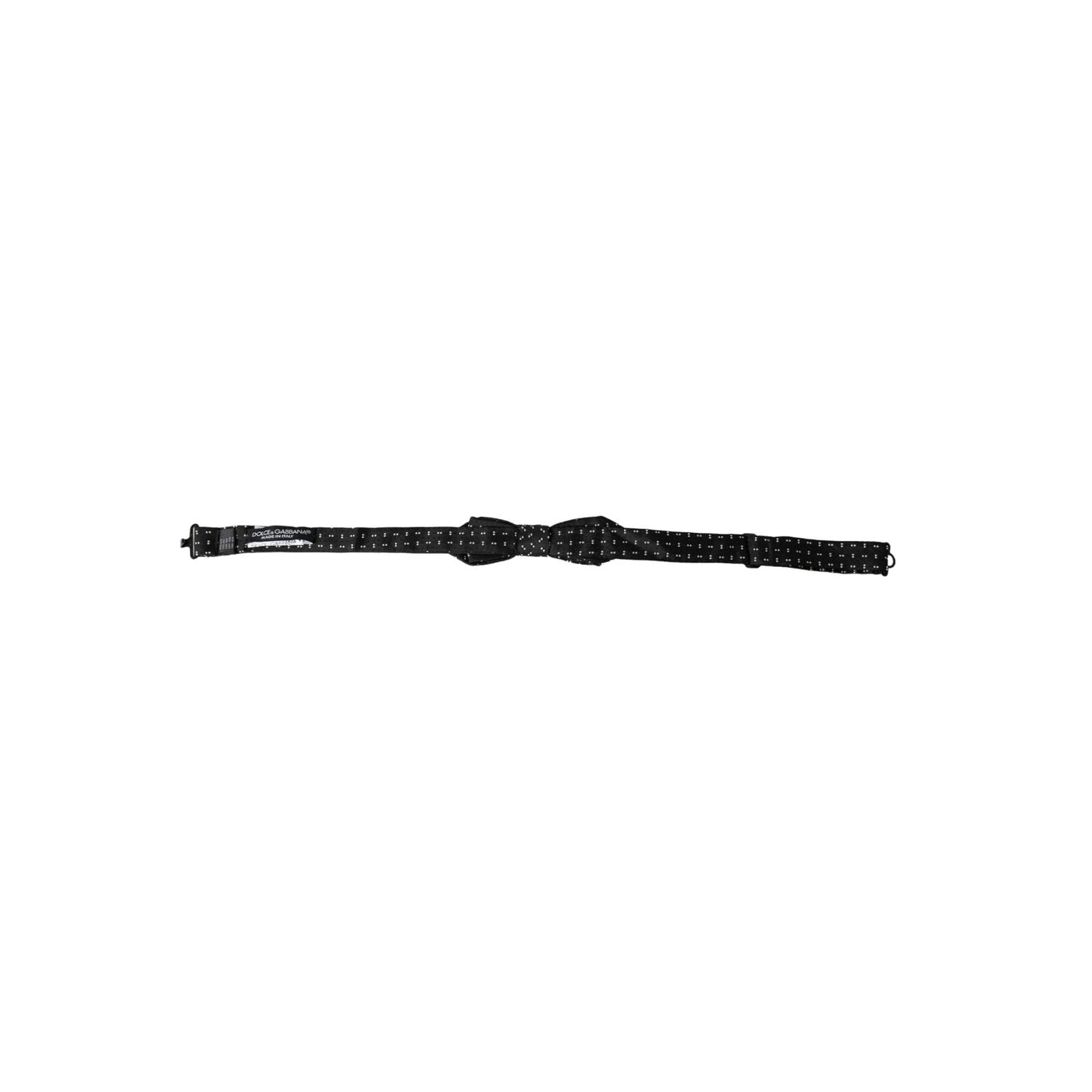 Dolce & Gabbana Black Silk Patterned Adjustable Neck Men Papillon Bow Tie
