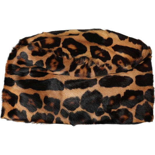 Dolce & Gabbana Brown Leopard Fur Women Bucket Hat Dolce & Gabbana Rosy Brown