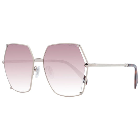 Police pink women's sunglasses with gradient brown lenses, full-rim metal frame, and stylish square design.