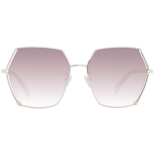 Police rose gold women sunglasses with brown gradient lenses and full-rim metal frame.