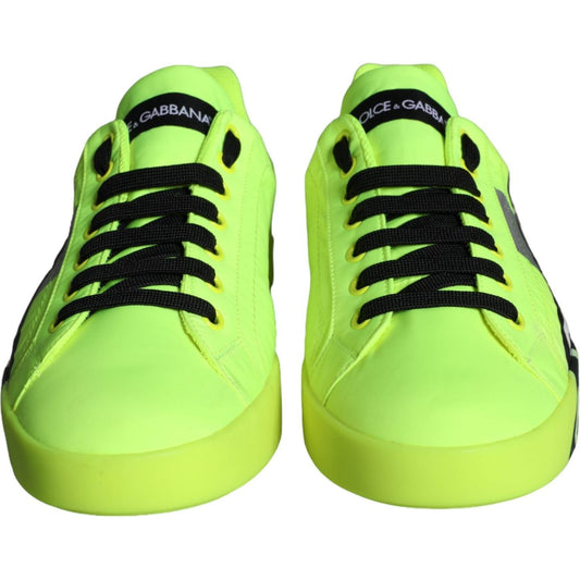 Dolce & Gabbana Neon Green Logo Tape Low Top Sneakers Shoes Dolce & Gabbana Dark Khaki