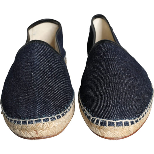 Dolce & Gabbana Blue Denim Cotton Leather Espadrilles Shoes Dolce & Gabbana Dark Slate Gray