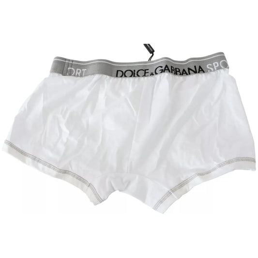 Dolce & Gabbana White Cotton Stretch Regular Boxer Underwear Dolce & Gabbana Light Gray