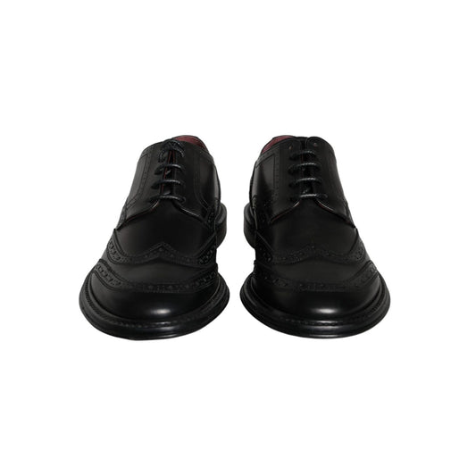 Dolce & Gabbana Black Leather Oxford Wingtip Formal Men Shoes