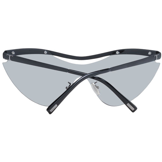 Tod's black women's sunglasses with mirrored grey lenses and metal frame, stylish bottom-rim design.