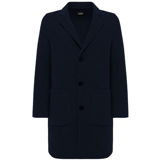 Alpha Studio Blue Wool Jacket Alpha Studio Black
