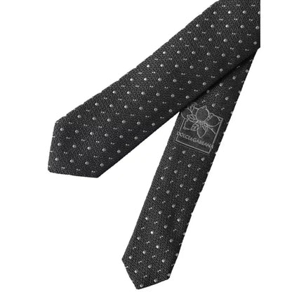 Dolce & Gabbana Dark Gray Polka Dot Silk Adjustable Men Tie