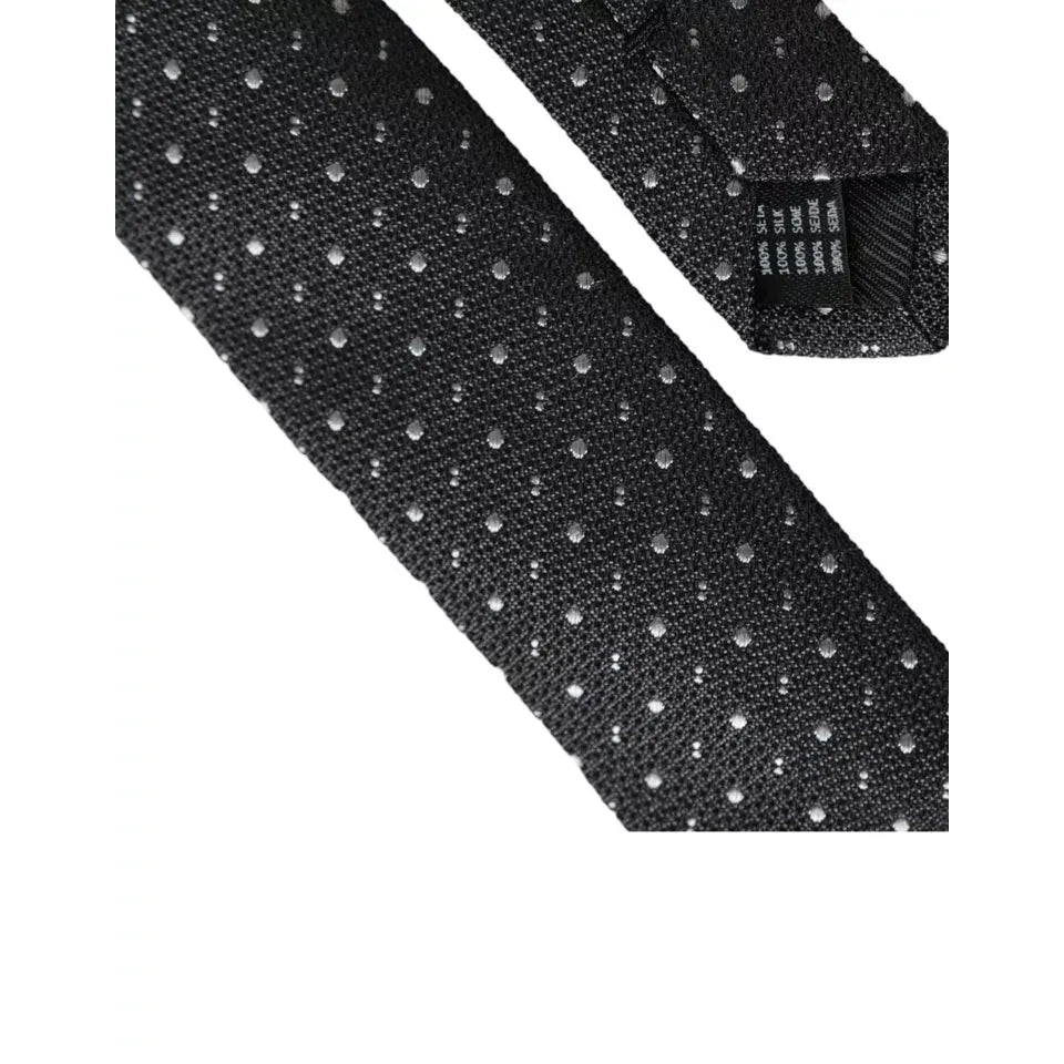 Dolce & Gabbana Dark Gray Polka Dot Silk Adjustable Men Tie