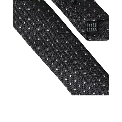 Dolce & Gabbana Dark Gray Polka Dot Silk Adjustable Men Tie
