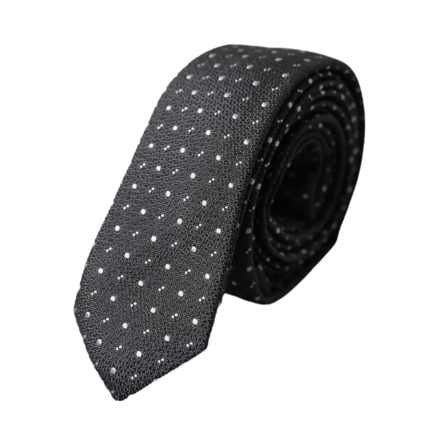 Dolce & Gabbana Dark Gray Polka Dot Silk Adjustable Men Tie