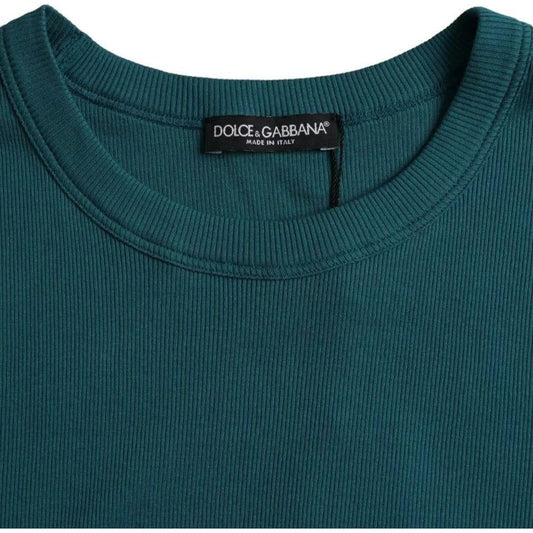 Dolce & Gabbana Blue Green Cotton Round Neck Short Sleeves T-shirt Dolce & Gabbana Dark Slate Gray