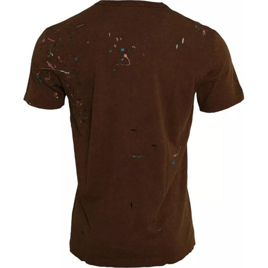 Dolce & Gabbana Brown Color Splash Cotton Crew Neck T-shirt Dolce & Gabbana Black