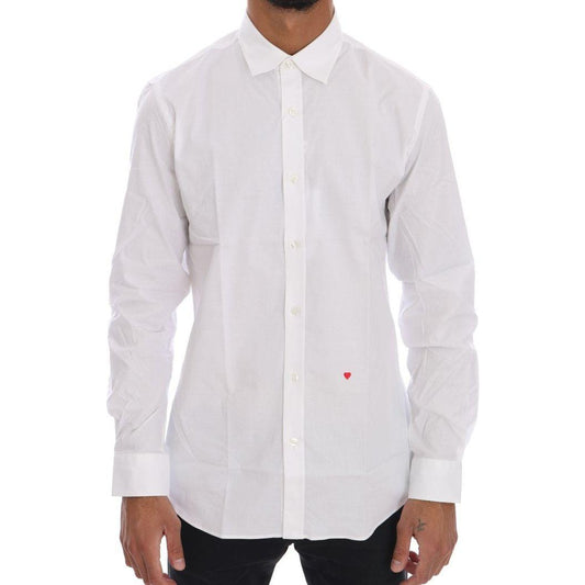 Moschino Elegant White Slim-Fit Cotton Shirt Moschino Light Gray