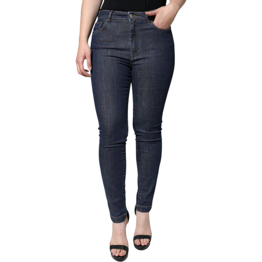 Dolce & Gabbana Dark Blue QUEEN Cotton Skinny Denim Jeans Dolce & Gabbana Dark Slate Gray