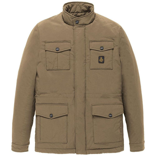 Refrigiwear Brown Nylon Men Jacket Refrigiwear Dim Gray