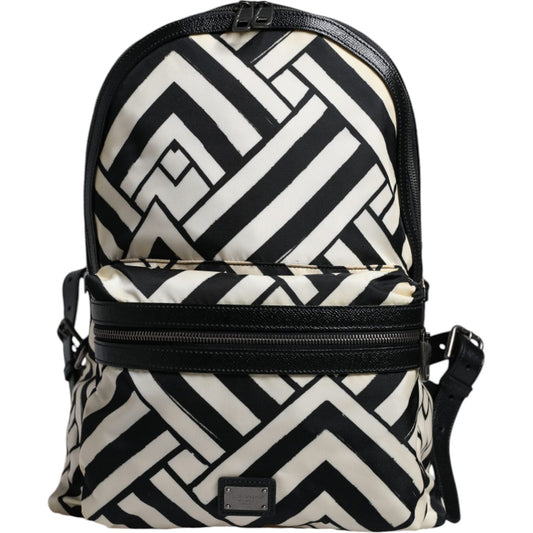 Dolce & Gabbana Black White Nylon Leather Travel Back Pack Bag Dolce & Gabbana Dark Slate Gray