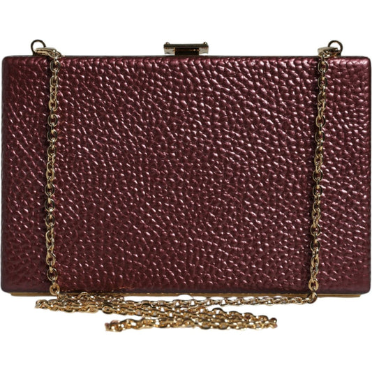 Dolce & Gabbana Maroon Leather Clutch Evening Crossbody Bag Dolce & Gabbana Dark Slate Gray