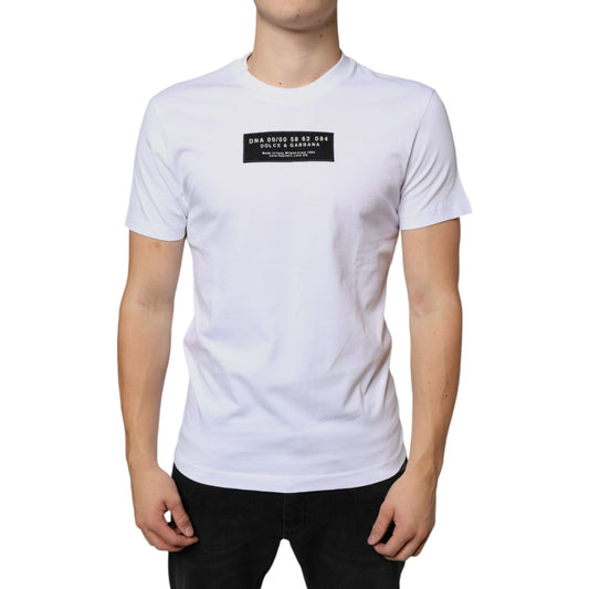 Dolce & Gabbana White Cotton DG Applique Casual T-shirt Dolce & Gabbana Light Gray
