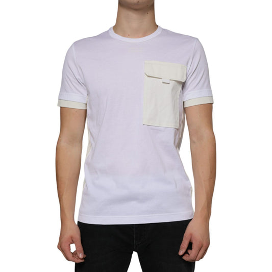 Dolce & Gabbana White Cotton Pocket Short Sleeves T-shirt Dolce & Gabbana Gray