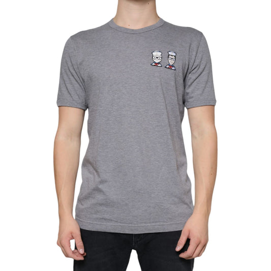 Dolce & Gabbana Gray Cotton #DGFamily Short Sleeves T-shirt Dolce & Gabbana Rosy Brown