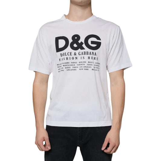 Dolce & Gabbana White Cotton DG Logo Print Casual T-shirt Dolce & Gabbana Light Gray