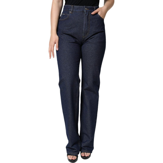 Dolce & Gabbana Dark Blue Cotton Stretch Straight Denim Jeans Dolce & Gabbana Dark Slate Gray