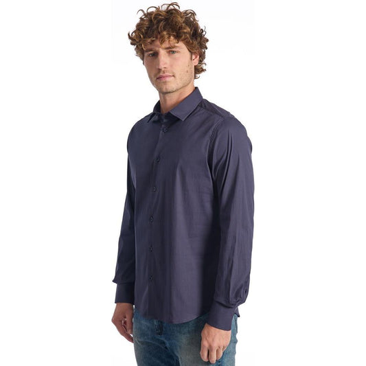 Baldinini Trend Blue Cotton Men Shirt Baldinini Trend Dark Slate Gray