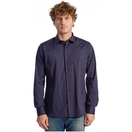 Baldinini Trend Blue Cotton Men Shirt Baldinini Trend Dark Slate Gray