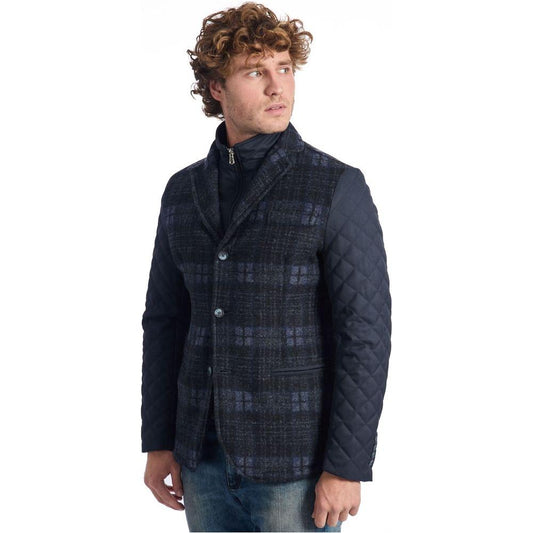 Roberto Pepe Luxury Blue Wool Men Jacket Roberto Pepe Luxury Dark Slate Gray