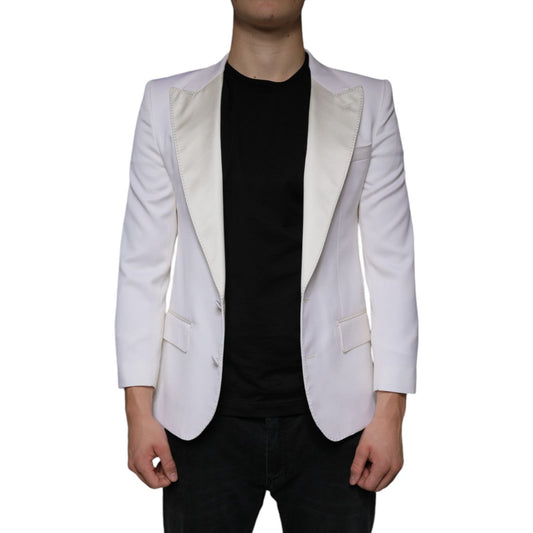 Dolce & Gabbana Off White Wool Single Breasted Dress Blazer Dolce & Gabbana Black