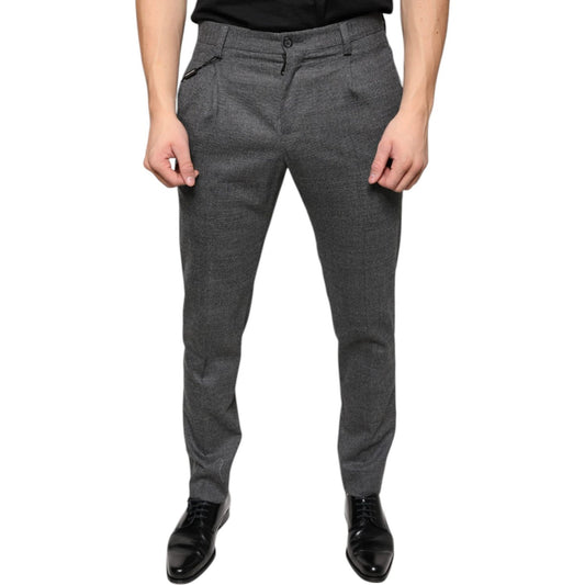 Dolce & Gabbana Gray Check Tartan Wool Skinny Pants Dolce & Gabbana Dark Slate Gray