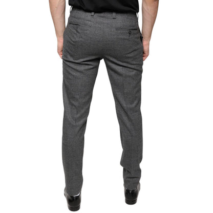 Dolce & Gabbana Gray Check Tartan Wool Skinny Pants