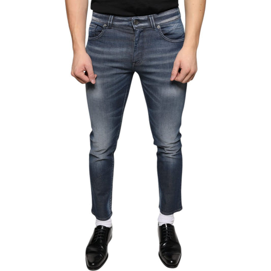 Dolce & Gabbana Dark Blue Washed Cotton Skinny Denim Jeans Dolce & Gabbana Dark Slate Gray
