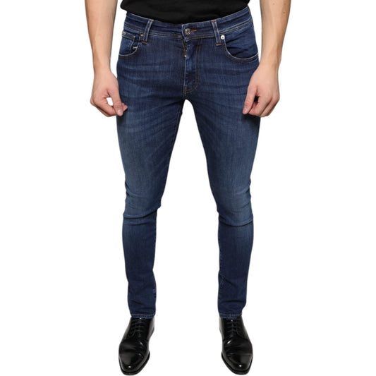Dolce & Gabbana Dark Blue Cotton Stretch Skinny Denim Jeans Dolce & Gabbana Dark Slate Gray
