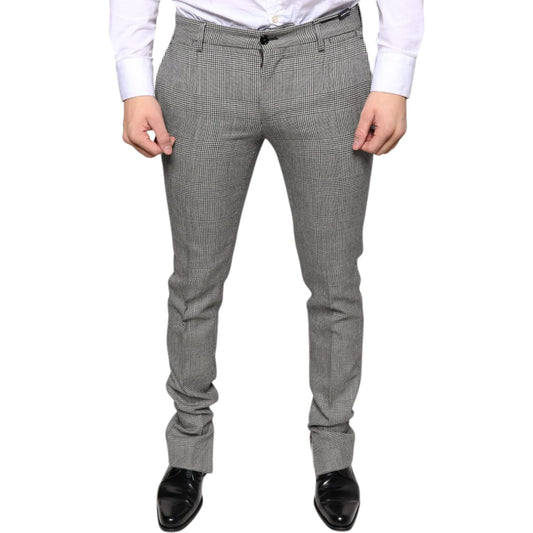 Dolce & Gabbana Gray Check Tartan Wool Skinny Pants Dolce & Gabbana Dim Gray