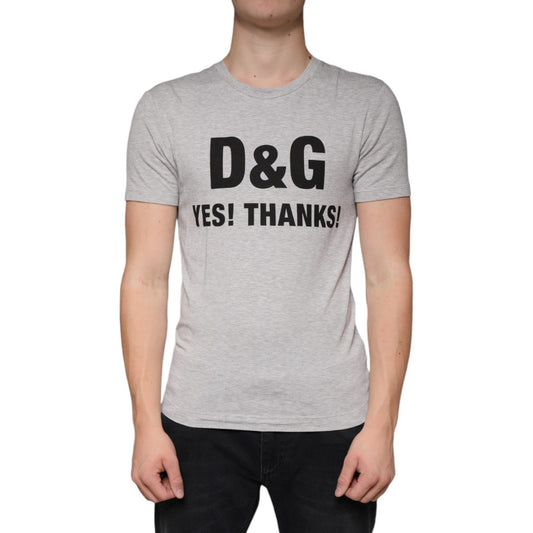 Dolce & Gabbana Gray Logo Print Crewneck Short Sleeve T-shirt Dolce & Gabbana Gray