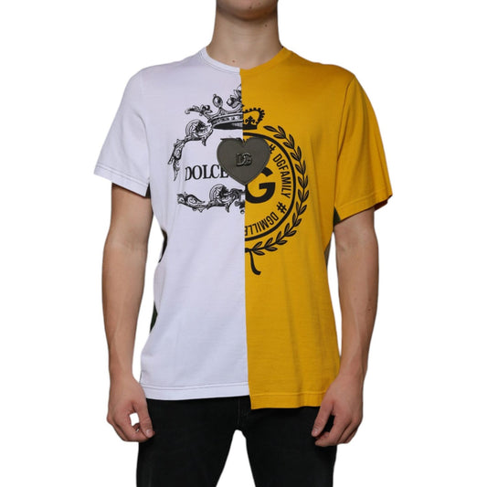 Dolce & Gabbana White Yellow Logo Print Short Sleeve T-shirt Dolce & Gabbana Dark Goldenrod