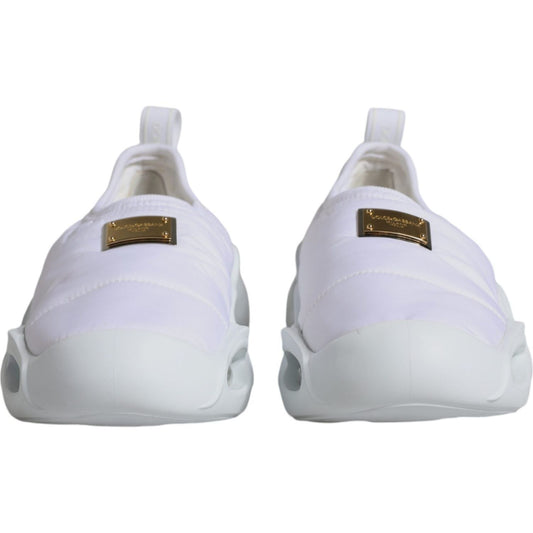 Dolce & Gabbana White Padded Fabric Low Top Sneakers Shoes Dolce & Gabbana Light Gray