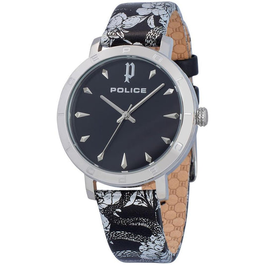Police Black Leather Watch Police Gray