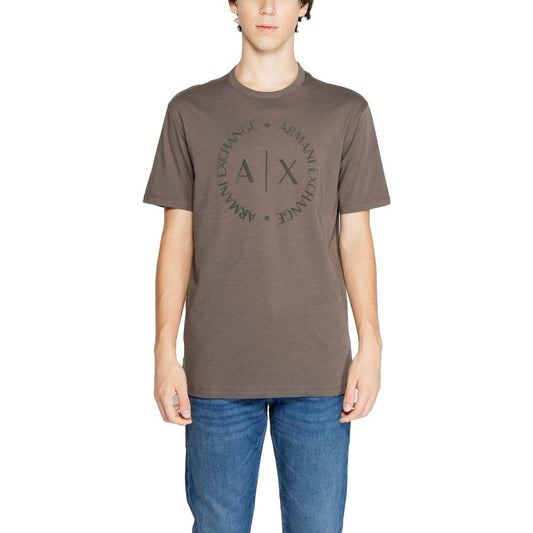 Armani Exchange Brown Cotton T-Shirt Armani Exchange Dim Gray