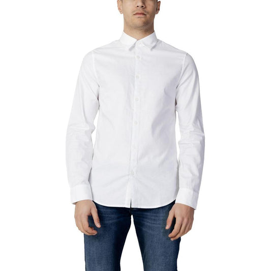Armani Exchange White Cotton Shirt Armani Exchange Light Gray