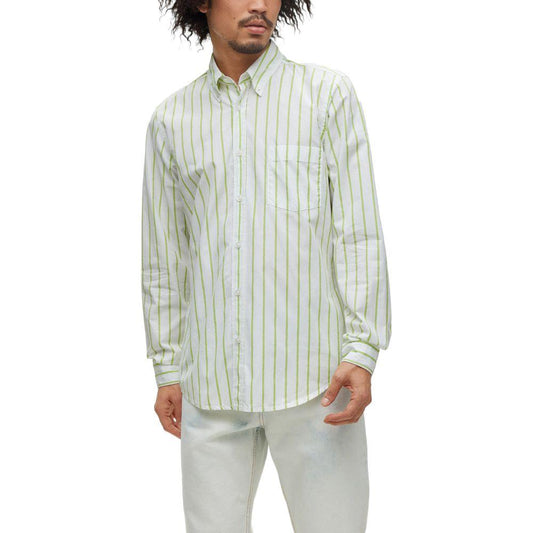 Hugo Boss Green Cotton Shirt Hugo Boss Gray