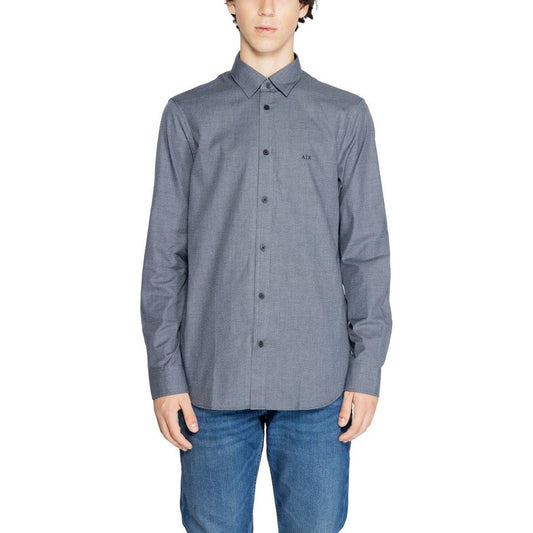 Armani Exchange Blue Cotton Shirt Armani Exchange Slate Gray